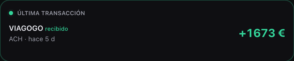 Última transacción